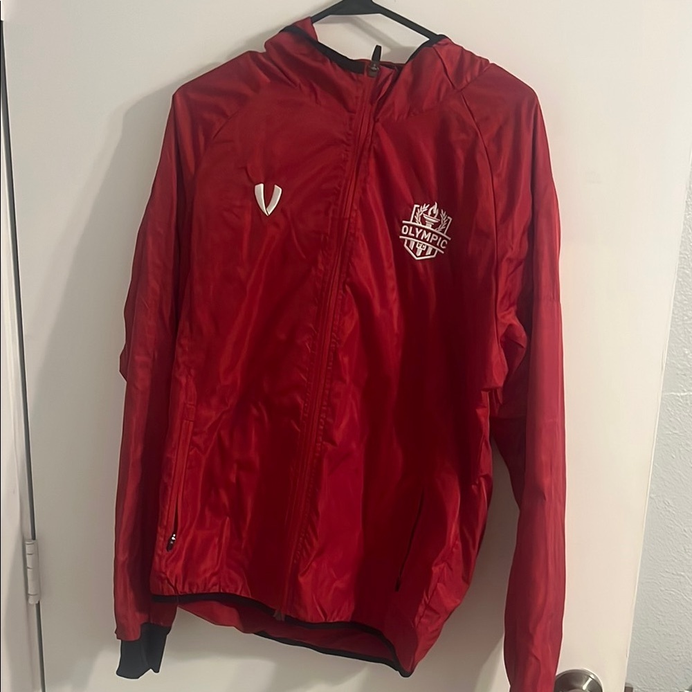 Red Hooded Jacket with Logo